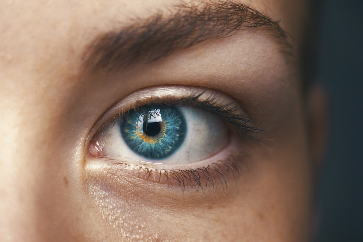Close detail of an eye during lens assessment